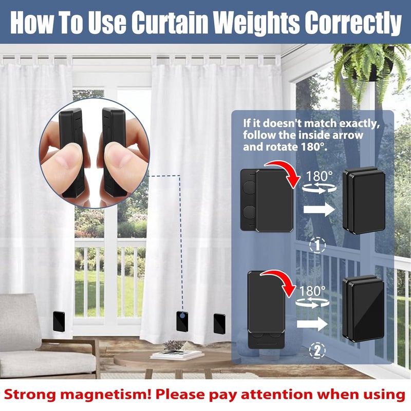 ANGAR 16pcs Outdoor Curtain Weights, Upgraded Heavier-Duty Waterproof Curtain Magnets Weights Outdoor, for Home Patio Drapery, Shower, Flags, Tablecloth to Stop Heavy Wind, Black - Image 5